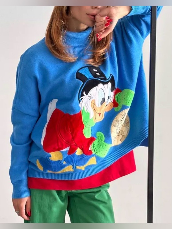 Monobrend Sweaters - Disney Scrooge Monobrend Blue Turtleneck Sweater Oversized Women’s Medium